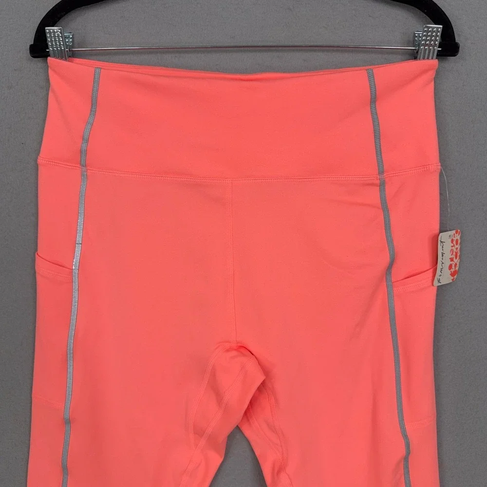 Free People Movement Leggings Womens Large Just Peachy Reflective Rouched